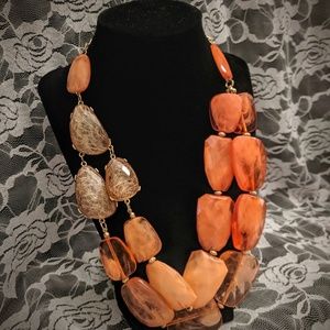 BEAUTIFUL Faceted Stones Chunky Necklace&Earrings